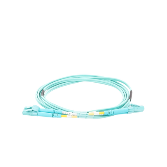 Jumper de Fibra Óptica Multimodo OM4 50/125 LC-LC OFNR (Riser), 2.0 mm, Dúplex, Aqua, 2 metros