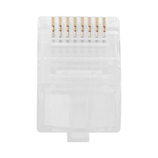 Bote con 100 Plugs Pass through RJ45 Cat6 sin blindaje, chapado de oro a 30 micras para durabilidad extrema