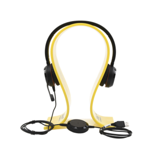 Jabra Evolve 30 Duo con conexión USB / 3.5mm, micrófono con cancelación de ruido y controlador en el cable con botones e indicadores LED (5399-823-309)