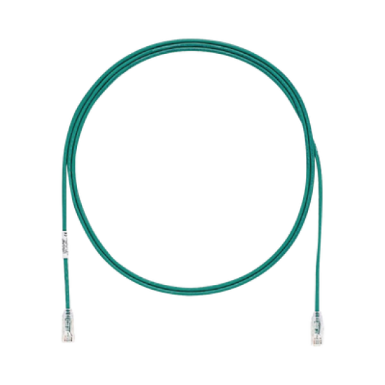 Cable de Parcheo TX6, UTP Cat6, Diámetro Reducido (28AWG), Color Verde, 5ft 