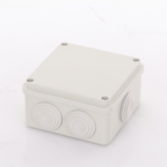 Caja Derivación-Conexión de Plástico (100 X 100 X 54 mm) con 7 Glándulas de Goma. Para Instalaciones Comerciales, Residenciales e Industriales. Incluye Tornillería para su Tapa. 