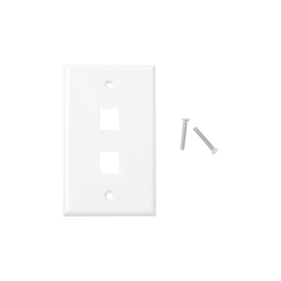 Placa de pared de 2 puertos, Keystone, Color Blanco 