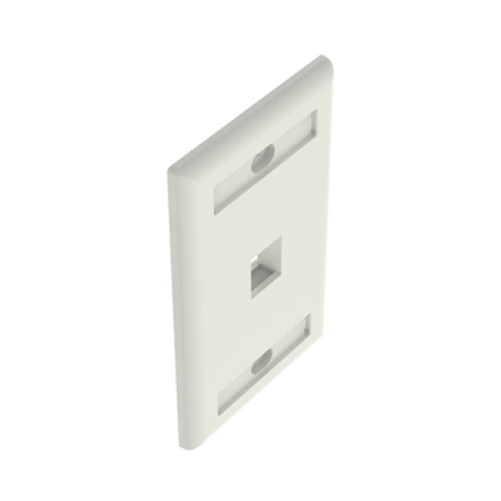 Placa de Pared Vertical, Salida Para 1 Puerto Keystone, Con Espacios Para Etiquetas, Color Blanco Mate