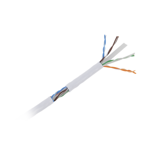 Bobina de Cable UTP de 305 m (1000 ft) Cat6 aleación de Cobre y Aluminio (CCA), color blanco, Uso exclusivo interior