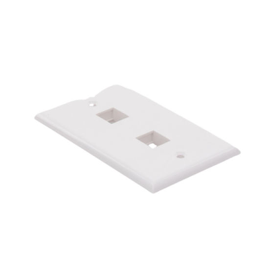 Placa de pared de 2 puertos, Keystone, Color Blanco 