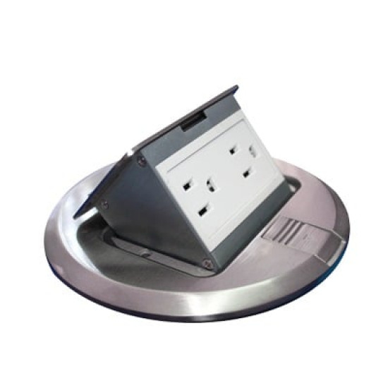 Mini caja de piso redonda acero inoxidable (2 contactos) (11000-12201) Mini caja de piso redonda acero inoxidable (2 contactos) (11000-12201)