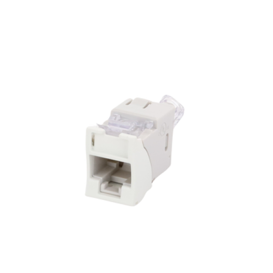 Jack UltraMAX Cat6, UTP, Montaje híbrido en Placa de Pared (Plano y Angulado), Color Blanco, Punch Down