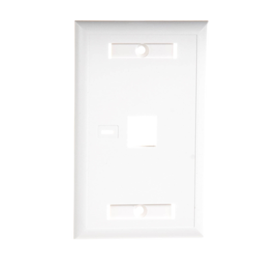 Placa de pared de 1 puerto, Keystone, con espacio para etiqueta, Color Blanco 