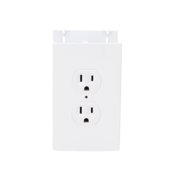 Contacto eléctrico doble, soporte y tapa color blanco de PVC auto extinguible,  para canaleta TEK100 (5591-10200) 