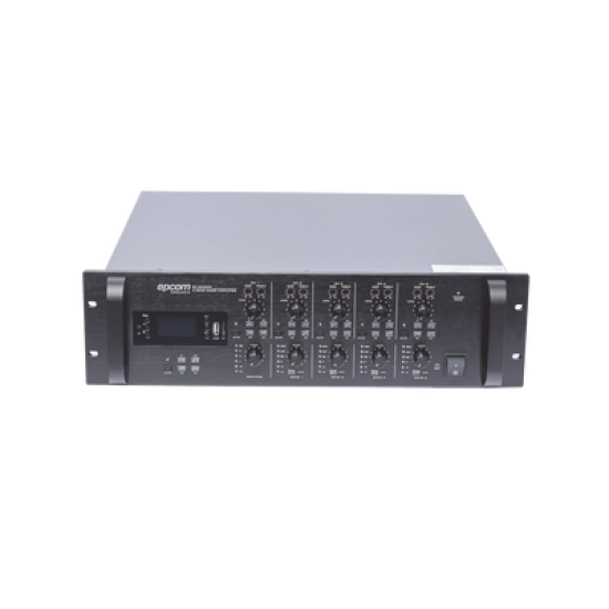 Mezclador Amplificador de Audio - 4 zonas de 240W RMS Hasta 960W | 4 Canales | 5 Entradas | MP3 Tuner USB/SD | 1 Entrada de Micrófono 