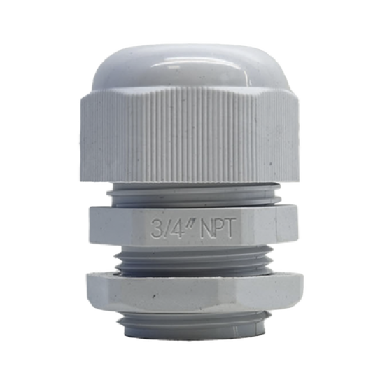 Conector Plástico Blanco Tipo Glándula para Rosca NPT 3/4