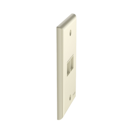 Placa de Pared Vertical, Salida Para 2 Puertos Keystone, Color Marfil