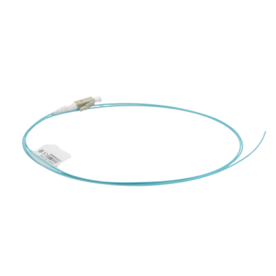 Pigtail de Fibra Óptica LC Simplex, Multimodo OM4 XGLO 50/125, OFNR, Color Aqua, 1 Metro