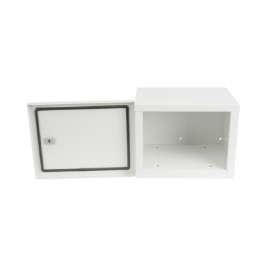 Gabinete para instalación de 2 Baterías PL4012, Fabricado en Lámina Galvanizada, Opción para montar en poste (No incluido)