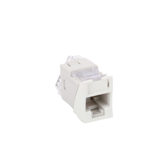Jack UltraMAX Cat6, UTP, Montaje híbrido en Placa de Pared (Plano y Angulado), Color Blanco, Punch Down