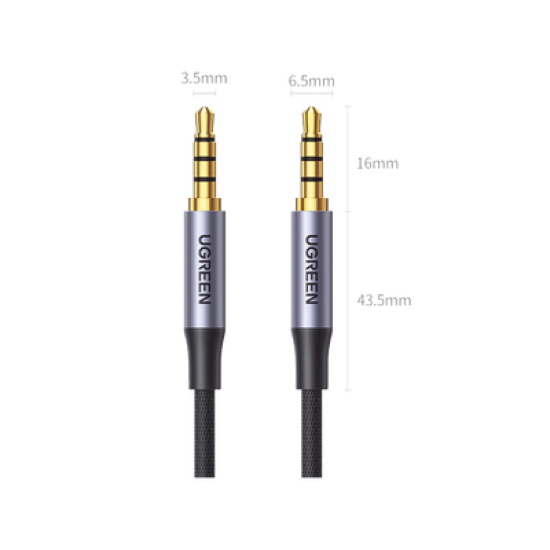 Cable Auxiliar de 3.5mm / Cable Audio Estéreo / Núcleo de Alambre de Cobre Esmaltado / Carcasa de Aluminio Azul + Nylon Trenzado /  Soporta Micrófono / 2 Metros