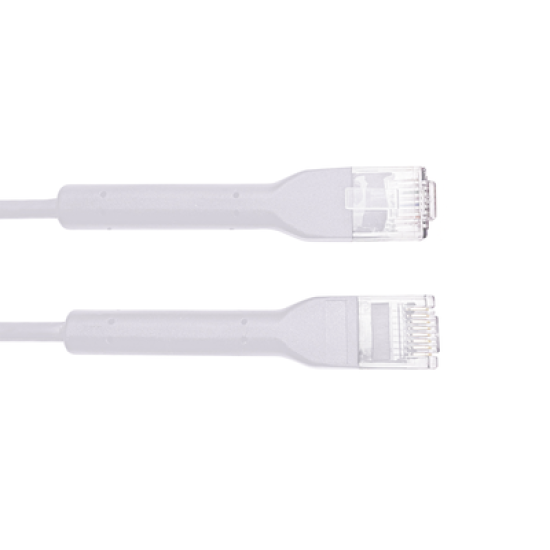 Cable de Parcheo Ultra Slim Con Bota Flexible UTP Cat6A - 0.30 cm Blanco Diámetro Reducido