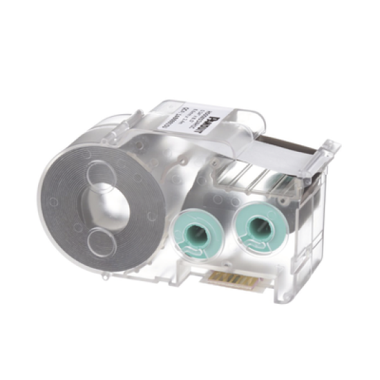 Casete de Etiquetas de Poliolefina de Cinta Continua, Tubo Termocontráctil, 8.6 mm de Ancho, 2.4 m de largo, Para Cables de 1.5 a 4.8 mm (18-12 AWG) de Diámetro, Color Blanco