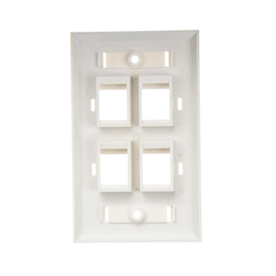 Placa de pared de 4 puertos, Keystone, con espacio para etiqueta, Color blanco