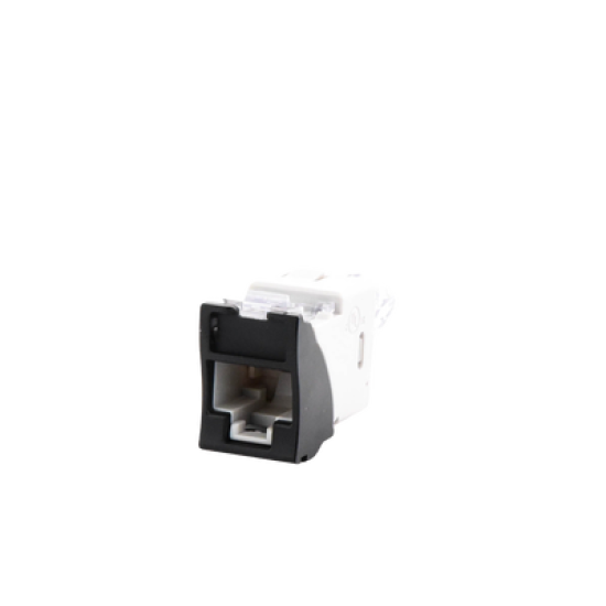 Jack UltraMAX Cat6A, UTP, Montaje híbrido en Placa de Pared (Plano y Angulado), Color Negro, Punch Down
