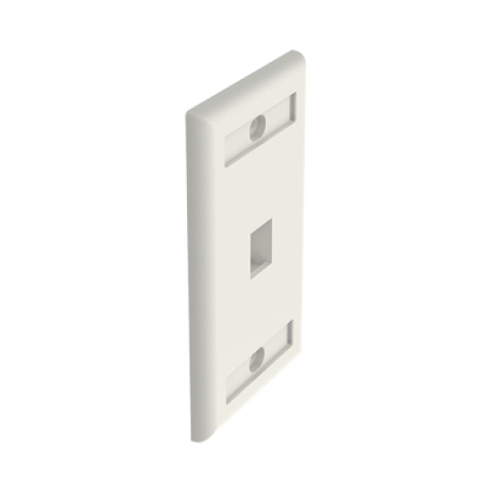 Placa de Pared Vertical, Salida Para 1 Puerto Keystone, Con Espacios Para Etiquetas, Color Blanco Mate