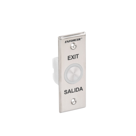 Botón de salida con aro iluminado color verde y rojo / IP65 / Buzzer / función toggle (enclavado) / Función temporizado / dos salidas de contacto NC/NO/ placa de acero inoxidable