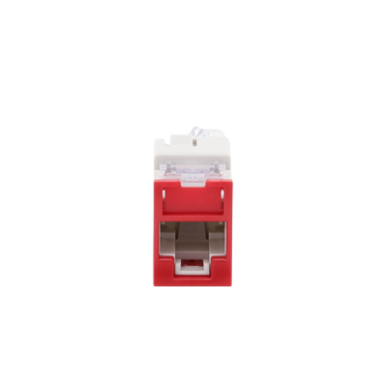 Jack UltraMAX Cat6, UTP, Montaje híbrido en Placa de Pared (Plano y Angulado), Color Rojo, Punch Down