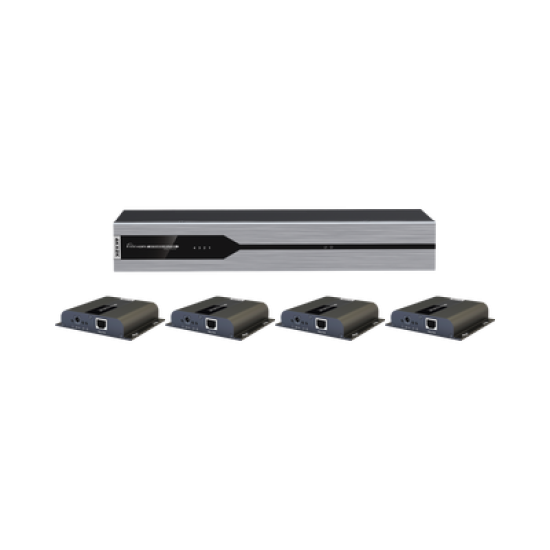 Kit Divisor y Extensor HDMI (Extender Splitter)  / Divide 1 Fuente HDMI a 4 Pantallas / Extiende la señal HDMI hasta 120 m / Resolución 4Kx2K @ 30 Hz / Cat 6/6a / Uso 24/7 / Longitud del cable autoajustable 