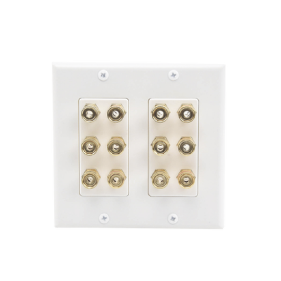 Placa de Pared | Postes de Unión Tipo Banana | Conexión para 6 Altavoces | Fácil Instalación | Conectores Chapados en Oro