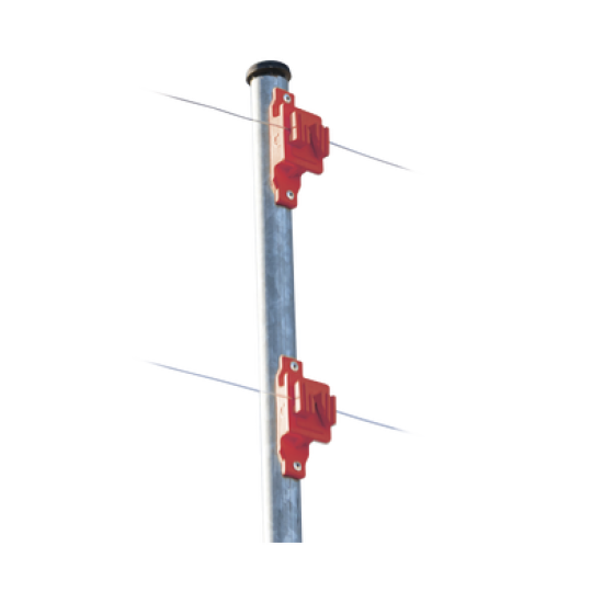 Aislador de Paso color Rojo reforzado para cercos eléctricos, resistente al clima extremoso