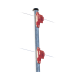 Aislador de Paso color Rojo reforzado para cercos eléctricos, resistente al clima extremoso