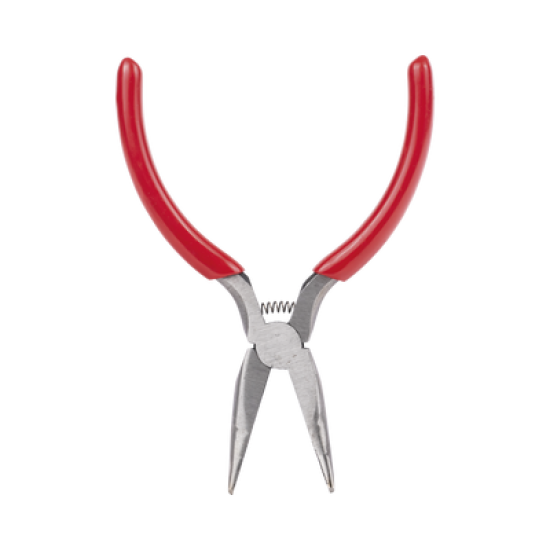 Pinza punta Curveada de 5” con Mango Forrado Plástico.