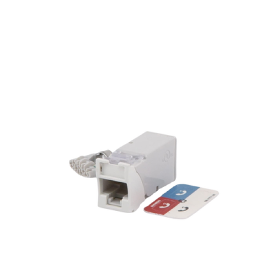 Jack Z-MAX Cat6A, UTP, Montaje híbrido en Placa de Pared (Plano y Angulado), Color Blanco