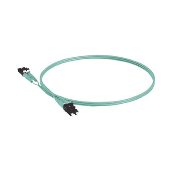 Jumper de Fibra Optica Multimodo 50/125 OM3, LC-LC Duplex, OFNR (Riser), Color Aqua, 5 Metros
