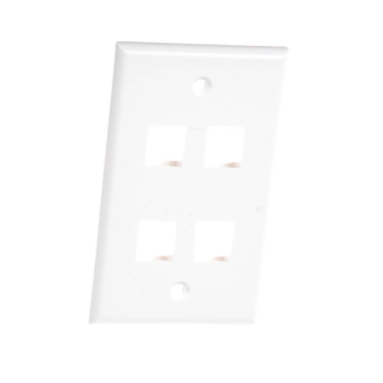 Placa de pared de 4 puertos, Keystone, Color Blanco 