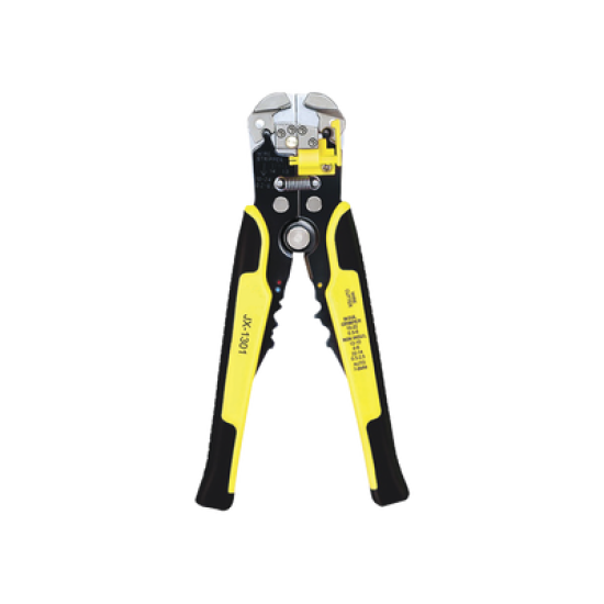 Pinza multifuncional Pelacables, con terminal de pestaña, prensado automático de color amarillo.     