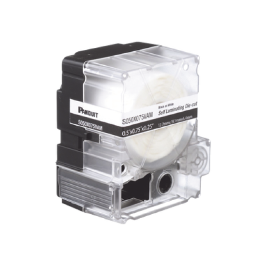 Casete de 200 Etiquetas Autolaminadas de 25.4 x 38.1 mm, para Cables de 3.1 a 7 mm de Diámetro, Área de Impresión Color Blanco