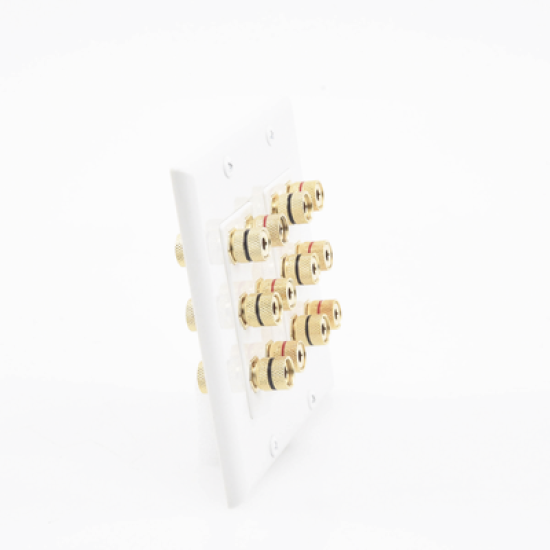 Placa de Pared | Postes de Unión Tipo Banana | Conexión para 6 Altavoces | Fácil Instalación | Conectores Chapados en Oro