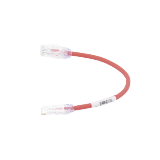 Cable de Parcheo UTP, Cat6A, Diámetro Reducido (28 AWG), CM/LSZH, Color Rojo, 8in (20.3cm)