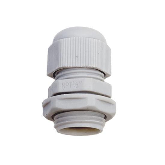 Conector Plástico Blanco Tipo Glándula para Rosca NPT 1/2