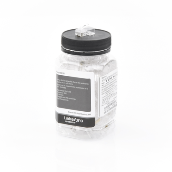 Bote con 100 Piezas de Plug Modular RJ45 Cat6 sin blindaje, chapado de oro a 30 micras para durabilidad extrema