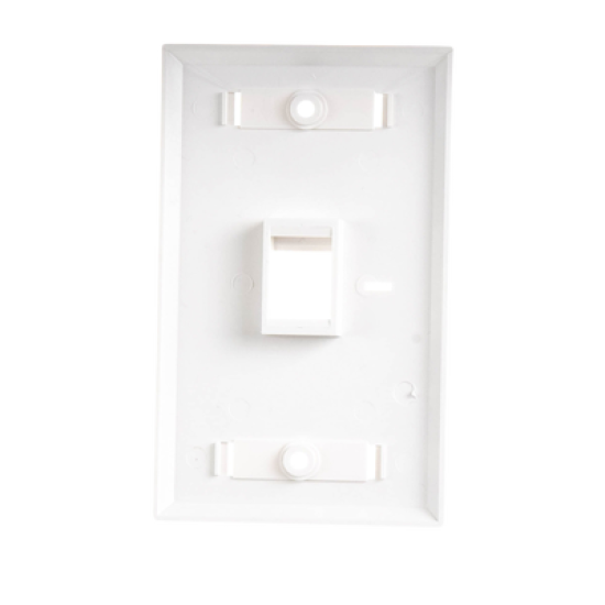 Placa de pared de 1 puerto, Keystone, con espacio para etiqueta, Color Blanco 