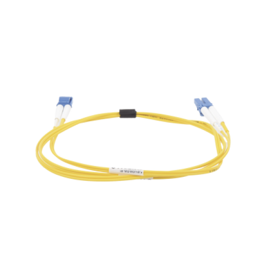 Jumper de Fibra Óptica Monomodo (OS2), XGLO, Riser, LC/UPC-LC/UPC Duplex, OFNR, Color Amarillo, 1 Metro