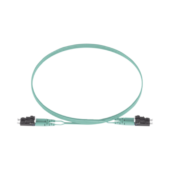 Jumper de Fibra Optica Multimodo 50/125 OM3, LC-LC Duplex, OFNR (Riser), Color Aqua, 5 Metros