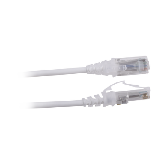 Patch Cord MC6 Modular Cat6 UTP, CM/LS0H, 7ft, Color Blanco, Diámetro Reducido (28AWG)