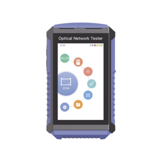Mini OTDR Touch para pruebas en enlaces fibra Óptica Activos (Prueba de Fibra Viva) /  Longitud de Onda en 1625nm / Integra Función OPM / Integra Función VFL 5mW / Mapeo de Cables RJ45 / Recargable / Distancia de prueba hasta 100 km