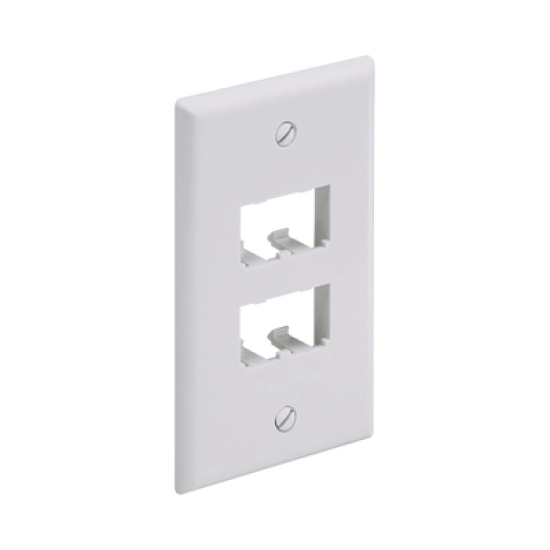 Placa de Pared Vertical Clásica, Salida Para 4 Puertos Mini-Com, Color Blanco Mate