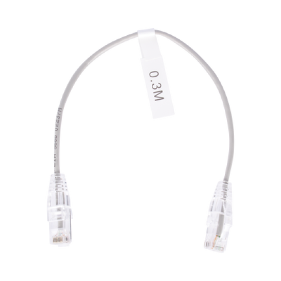 Cable de Parcheo Slim UTP Cat6 - 30 cm Gris Diámetro Reducido (28 AWG)