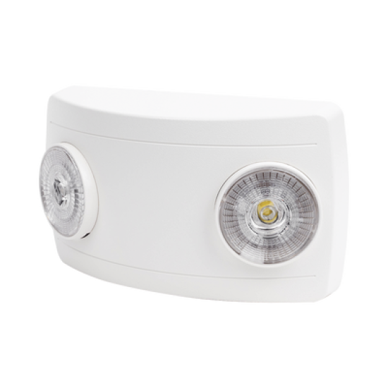 Luz de Emergencia Dual LED ultra compacta/150 lúmenes/Luz fría/Batería de Respaldo Incluida/Botón de test.