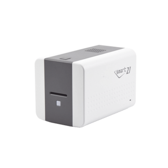 Impresora de Tarjetas Semi- automática SMART21 / Ingreso de Tarjetas Manual/Incluye Ribbon, Software y 100 Tarjetas PVC